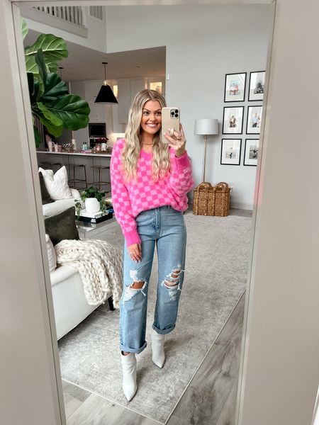 sharing some cute outfit inspo for any valentine’s or galentine’s date night plans you might have! wearing a size small sweater & 25 in jeans - code: JESSCRUM for 20% off 

#LTKstyletip #LTKsalealert #LTKSeasonal