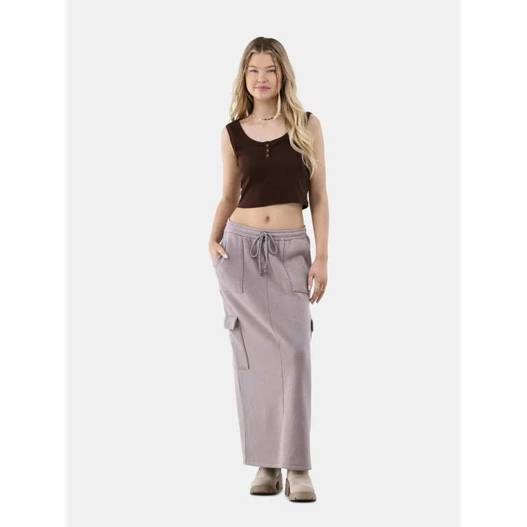No Boundaries Fleece Cargo Maxi Skirt, Women’s | Walmart (US)
