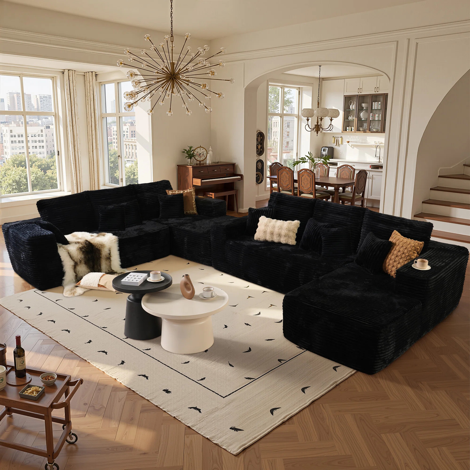 Cloudelle Plush Corduroy Modular Sectional With L-shape Chaise ,no Assembly Required | Wayfair North America