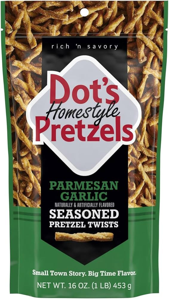 Dot's Homestyle Pretzels Parmesan Garlic Seasoned Pretzel Twist Snack, 16oz Grocery Sized Bag | Amazon (US)