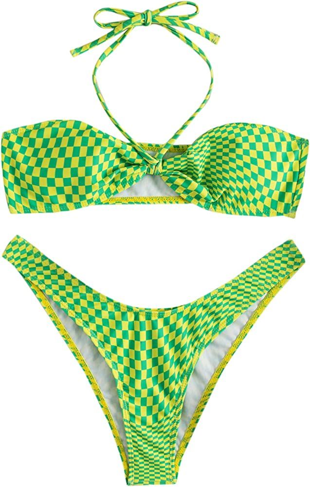 SOLY HUX Women's Criss Cross Halter Bikini Bathing Suits 2 Piece Swimsuits | Amazon (US)