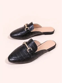 Horsebit Decor Croc Embossed Loafer Mules | SHEIN