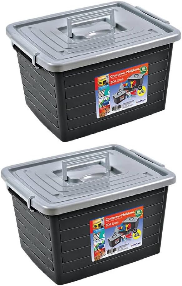 Kit 2 Caixas Organizadoras Container 30 Litros Com Rodas 25165PM arqplast | Amazon (BR)