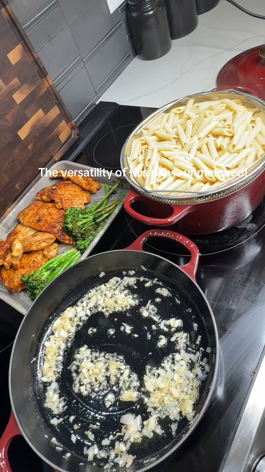 The Everyday Pan from Le Creuset is deep enough for saucy pastas, wide enough for a proper sear, and heavy enough to hold real heat.

• Enameled cast iron (no seasoning stress)
• Goes from stovetop to oven
• Holds heat like it pays rent
• Easy cleanup