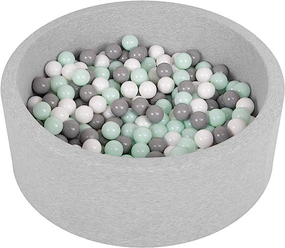 Selonis Soft Ball Pit Pool 90X30cm/200 Balls Round For Baby Toddler Foam, Light Grey:White/Grey/M... | Amazon (UK)