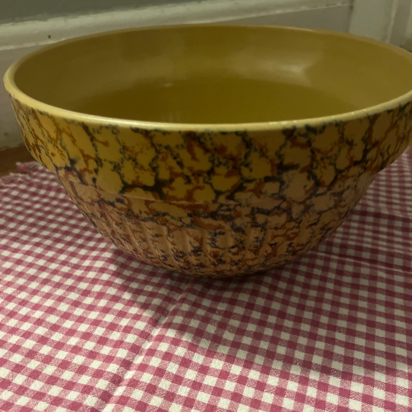 Vintage Yellow Ware Over and Back Spongeware Stoneware 9” Bowl beautiful. Free Shipping - Etsy | Etsy (US)