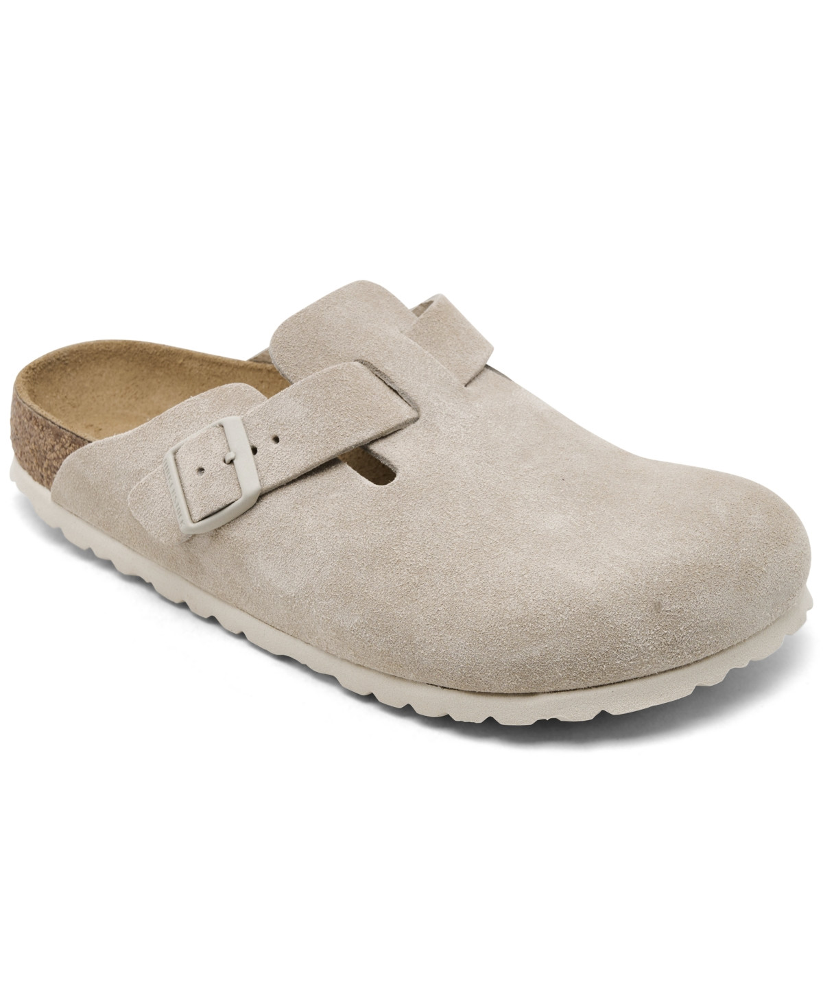Birkenstock Women's Boston Suede Leather Casual Clogs from Finish Line - Oyster | Macy's