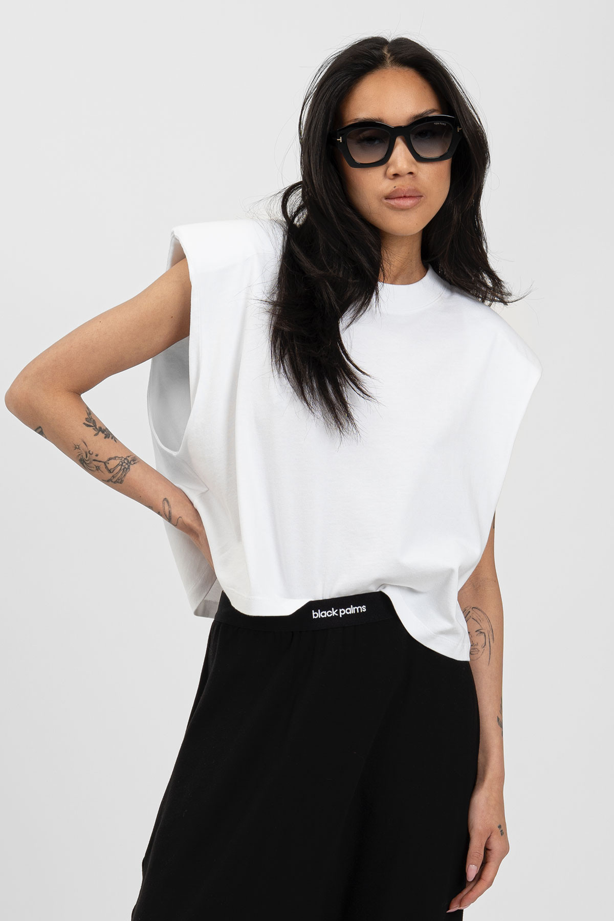 bp ICONIC 014 Shoulder Tee White | black palms