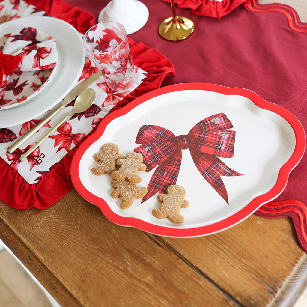 Ribbons Pink Holiday Avia Server Platter | Posh Peanut® | Posh Peanut