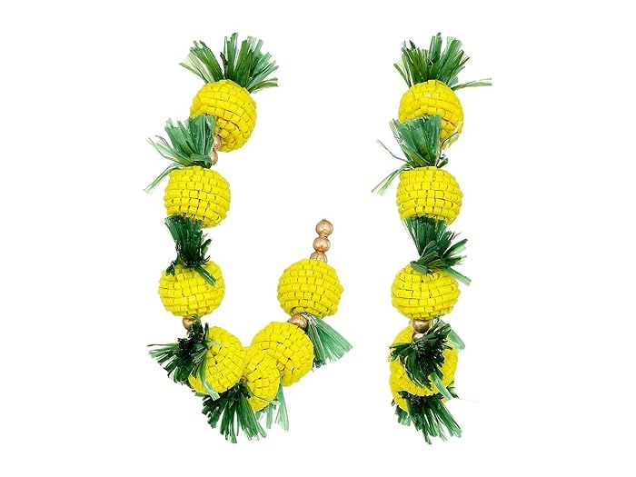 2" X 2" Gold "C" Shape Post Hoop Earrings with Yellow and Green Pineapples | Zappos