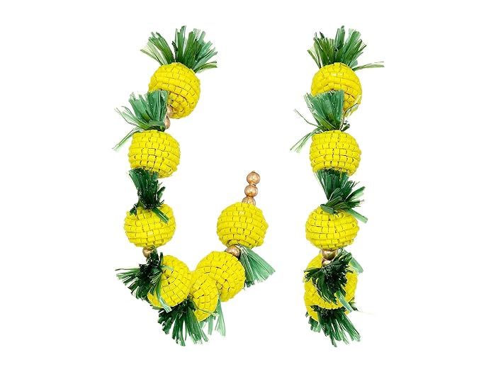 2" X 2" Gold "C" Shape Post Hoop Earrings with Yellow and Green Pineapples | Zappos