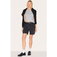 Washed Black Longline Fitted Denim Shorts | PrettyLittleThing US