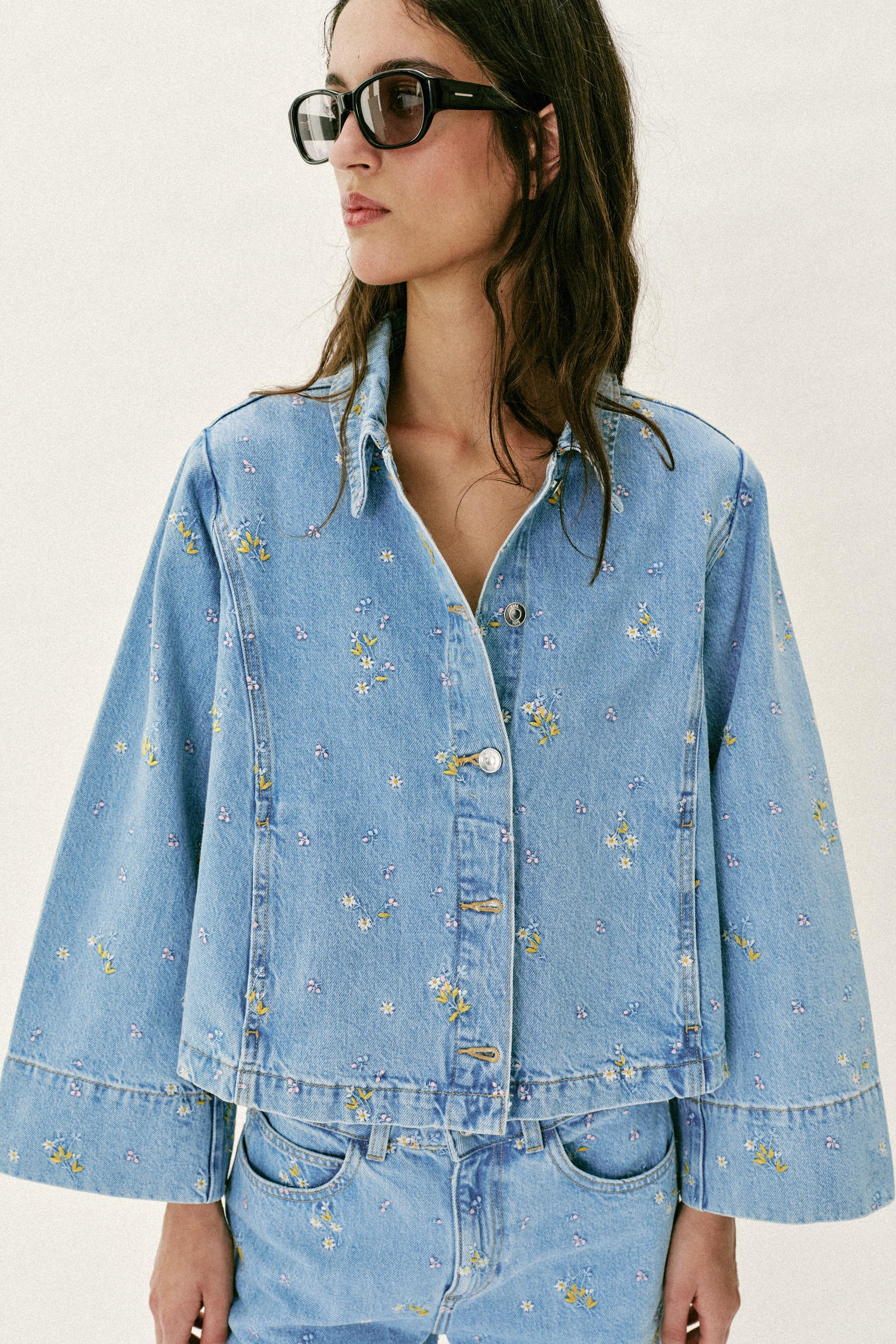 Z1975 EMBROIDERED FLORAL DENIM JACKET SET | Zara US