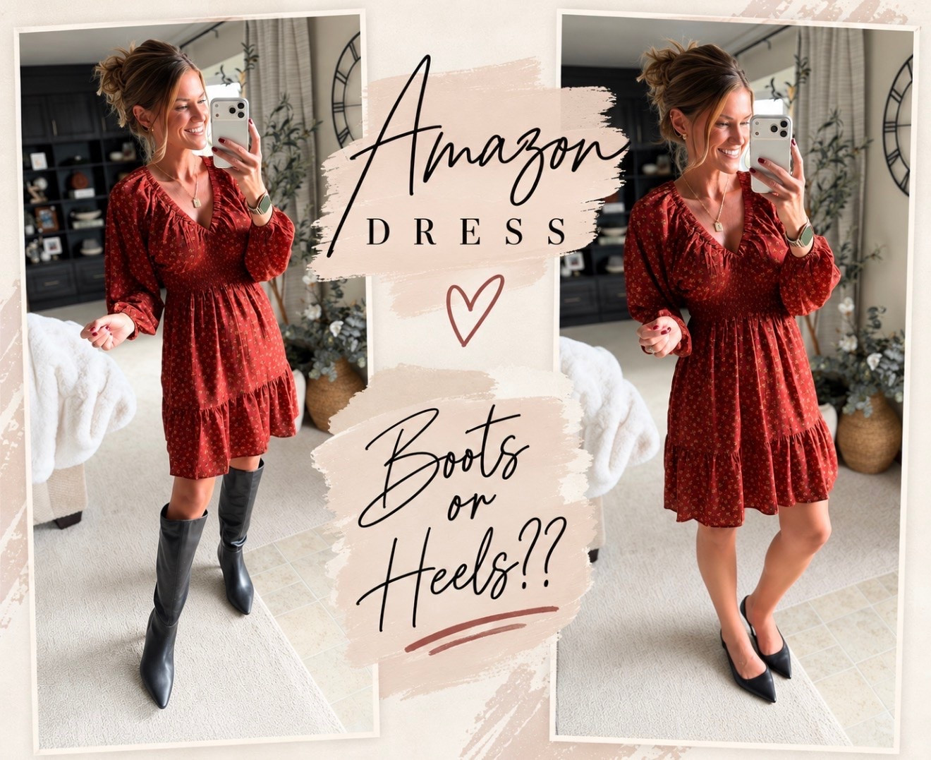 Amazon dress made for early Fall. Do you like it better with boots or heels?? 
Dress/ small

#LTKSeasonal #LTKOver40