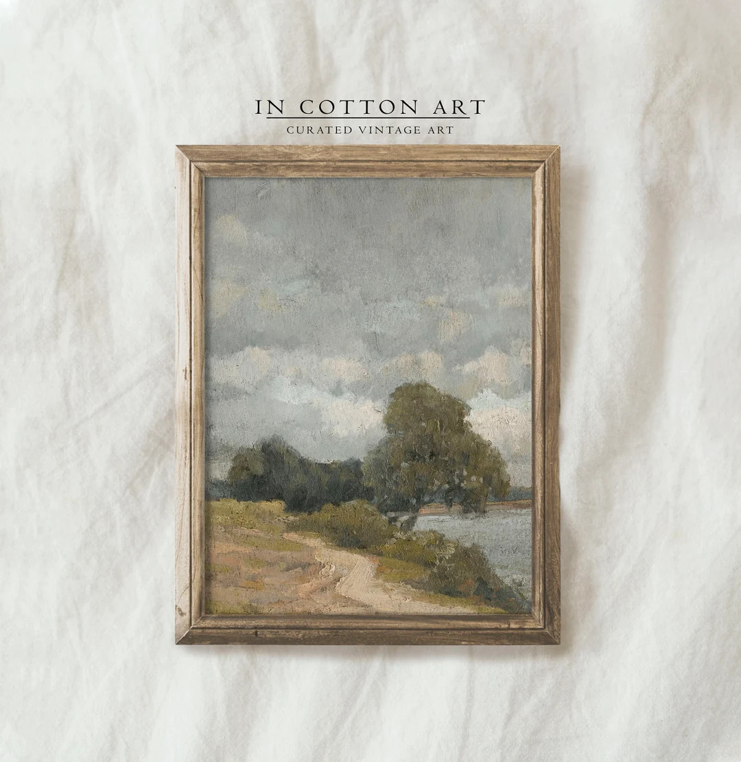 Rustic Vertical River Landscape Painting PRINTABLE / Vintage - Etsy | Etsy (US)