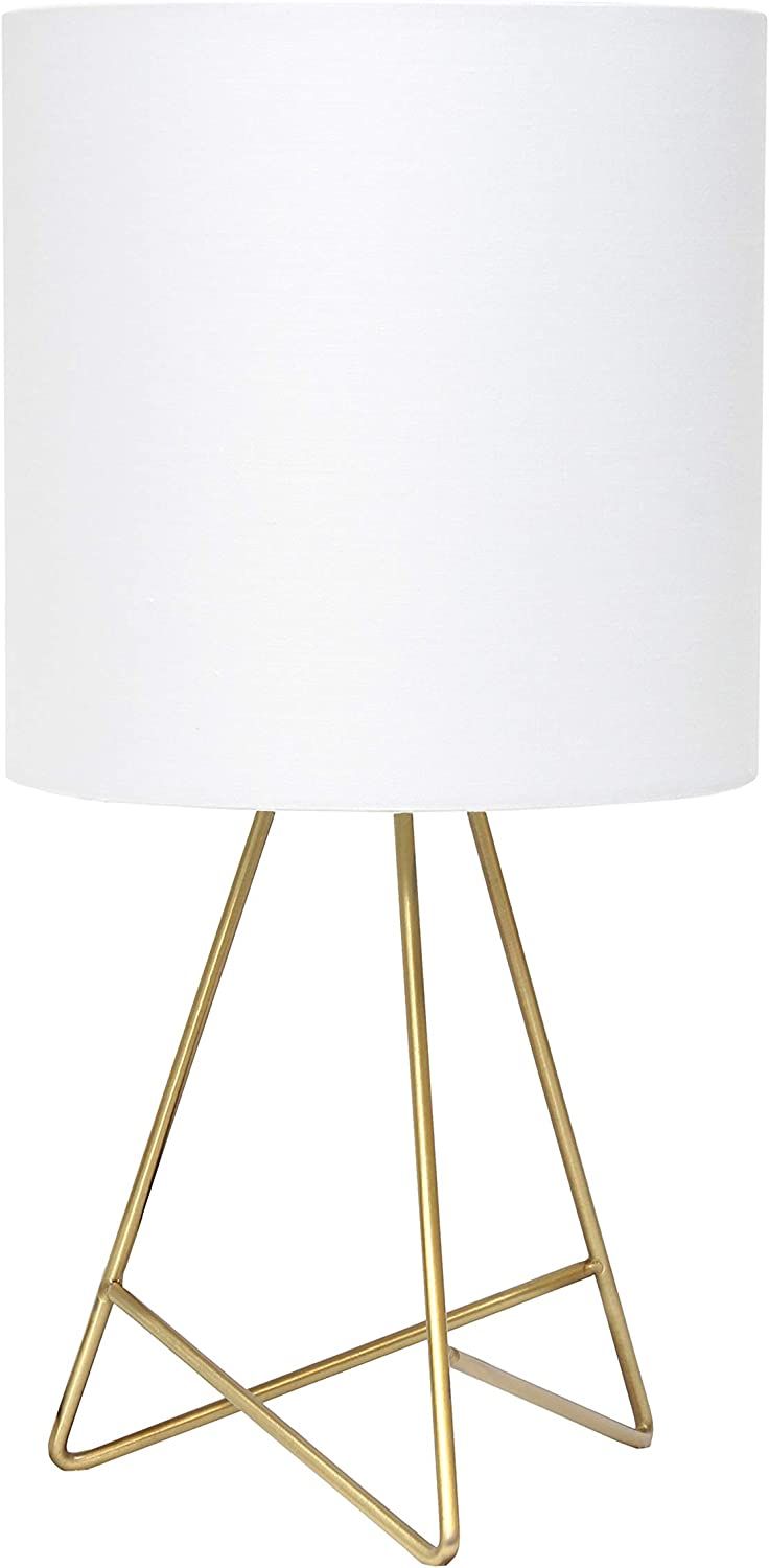 Simple Designs LT2066-GDW Down to the Wire Fabric Shade Table Lamp, Pack of 1, Gold/White | Amazon (US)