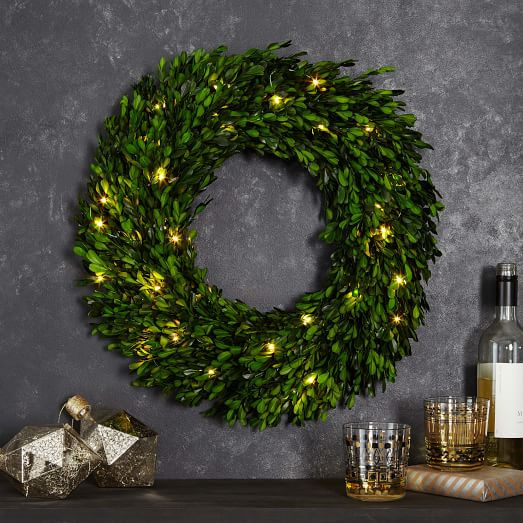 LED Light-Up Boxwood Wreaths | West Elm (US)