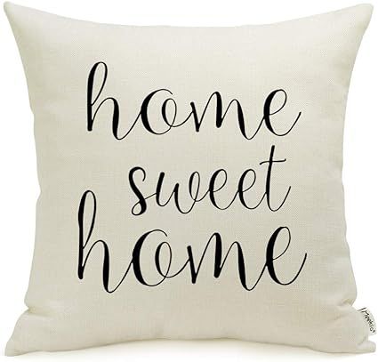 Meekio Farmhouse Pillow Covers with Home Sweet Home Quotes 18 x 18 Inch for Farmhouse Decor Perfe... | Amazon (US)