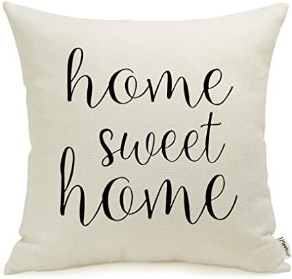 Meekio Farmhouse Pillow Covers with Home Sweet Home Quotes 18 x 18 Inch for Farmhouse Decor Perfe... | Amazon (US)