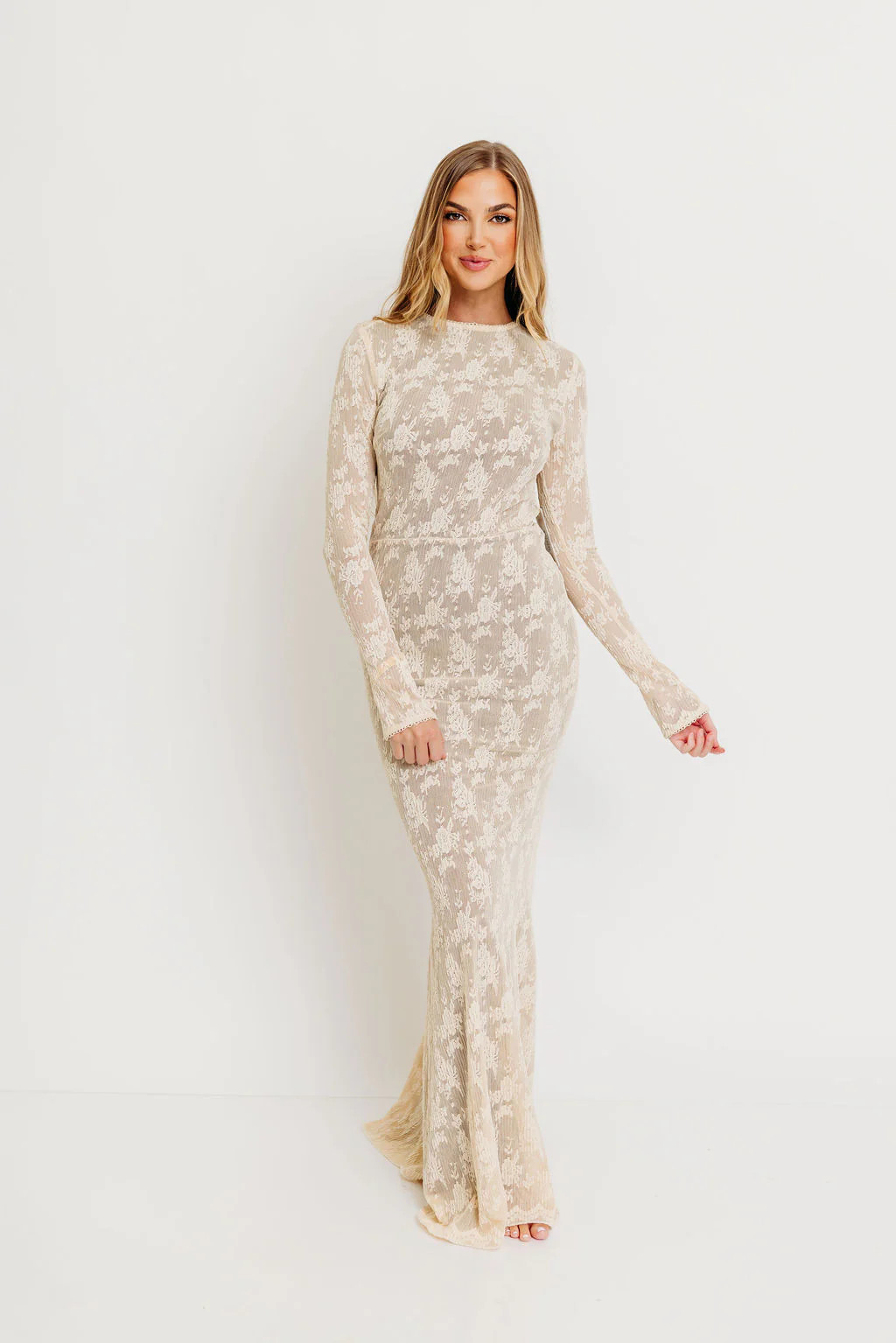 Seraphine Lace Maxi Dress in Cream - Inclusive Sizing & Bump Friendly | Worth Collective