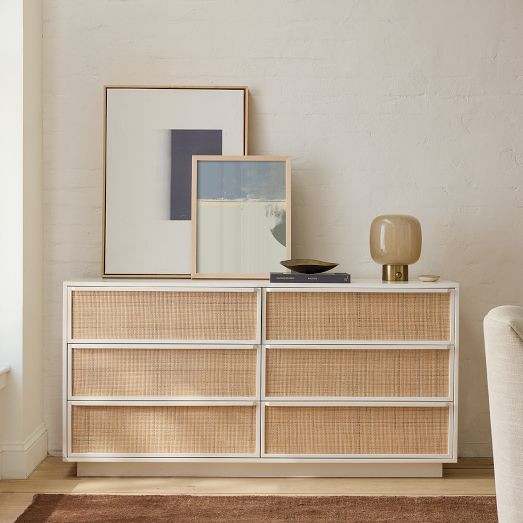 Callahan Solid Wood Rattan 6-Drawer Dresser (60") | West Elm (US)