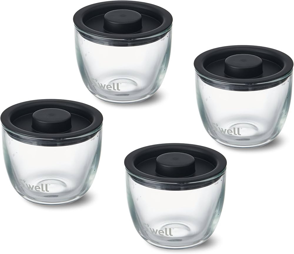 S'well 12oz Glass Prep Bowl Set of 4 for Easy Meal Prep, Black, Durable Tempered Glass, Nesting D... | Amazon (US)