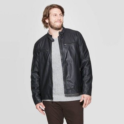 Men's Big & Tall Midweight Faux Leather Jacket - Goodfellow & Co™ Black | Target