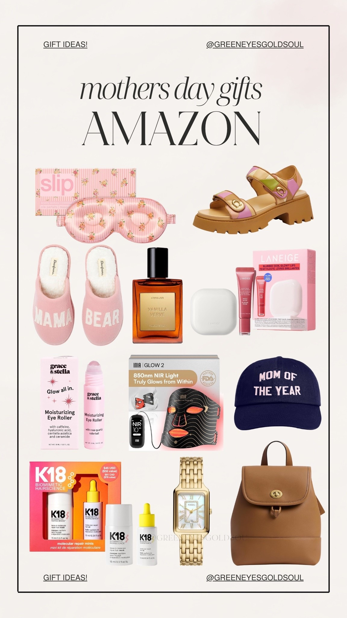 Mother’s Day gift ideas from Amazon 💐
These are all such cute + practical finds — from cozy slippers to beauty favorites & accessories she’ll actually use 🤍 everything is linked in my LTK!

mothers day gifts / amazon gifts for mom / gift ideas for her / amazon finds 2026 / beauty gift set / cozy slippers women / silk sleep mask / laneige lip set / k18 hair products / red light therapy mask / mom hat gift / gold watch women / mini backpack purse / affordable luxury gifts / self care gifts

#ltkfinds
#ltkgiftguide
#mothersdaygifts
#amazongiftideas
#amazonfinds
#giftideasforher
#momgiftideas
#cozyfinds
#beautyfinds
#springgifts
#affordablefinds
#ltkunder100
#neutralstyle
#everydayluxury


#LTKBeauty #LTKSaleAlert #LTKSeasonal