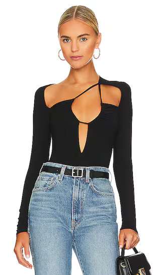 Aranza Ruched Bodysuit in Black | Revolve Clothing (Global)