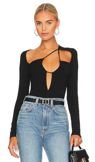 Aranza Ruched Bodysuit | Black Long Sleeve Bodysuit With Sleeves | Black Bodysuit Outfit Inspo | Revolve Clothing (Global)