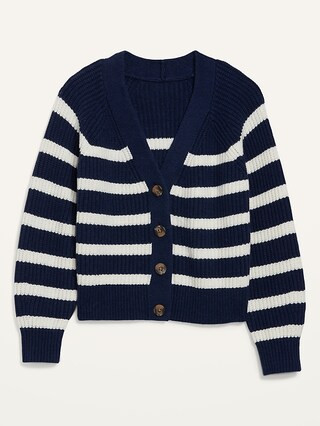 Brushed Striped Shaker-Stitch Cardigan Sweater for Women | Old Navy (US)
