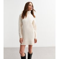 Women's Cream Knit Roll Neck Mini Jumper Dress New Look | New Look (UK)