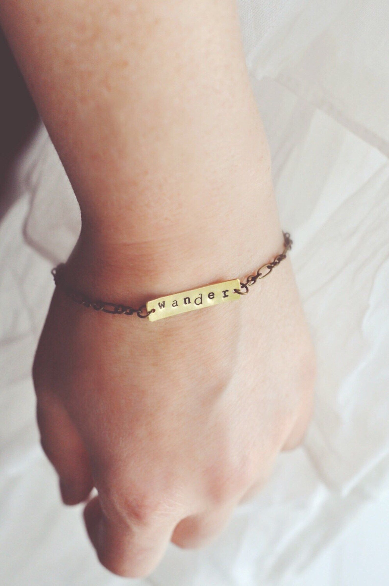 hand-stamped wander bracelet. | Etsy (US)