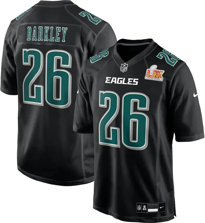 Men's Nike Saquon Barkley Carbon Black Philadelphia Eagles Super Bowl LIX Fashion Game Player Jer... | Nordstrom