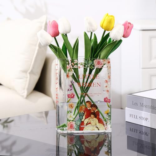 PORPAN Book Vase for Flowers, Glass Book Vase, Book Shaped Vase, Book Flower Vase Glass, Floral Clear Book Vase, A Book About Flowers Vase for Bedroom, Living Room, Office, Bookshelf (Women) | Amazon (US)