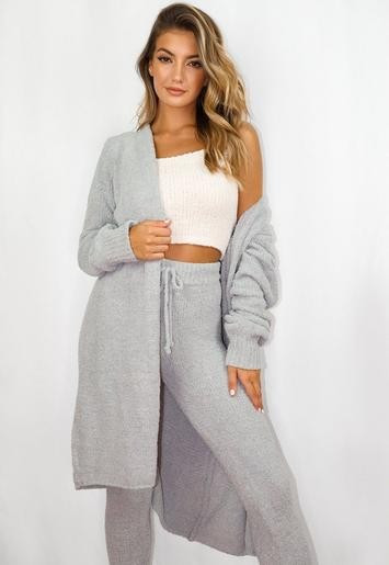 Gray Popcorn Knit Long Cardigan | Missguided (US & CA)