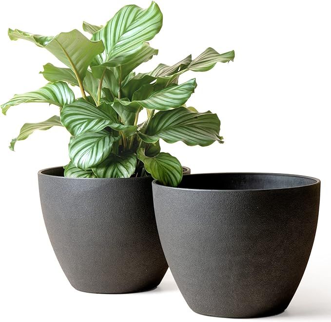 Outdoor Planter Flower Pots Outdoor- 11.3 Inch Planter with Drainage for Indoor Outdoor Plants Fl... | Amazon (US)