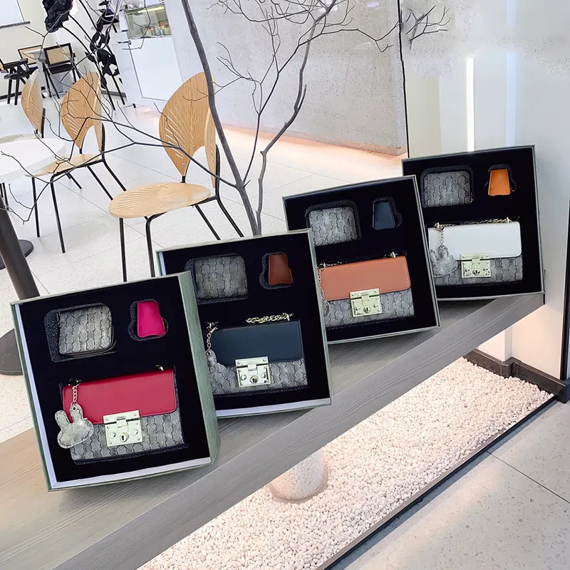 2023 New Padlock Chain Shoulder Bag Wallet Gift Set Purse Crossbody Evening Bag Fashion PU Leathe... | DHGate