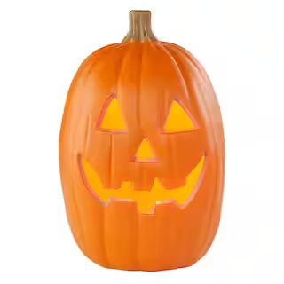 Home Accents Holiday 16 in. Plug-In LED Jack-O-Lantern Happy Face 23GM52215 - The Home Depot | The Home Depot