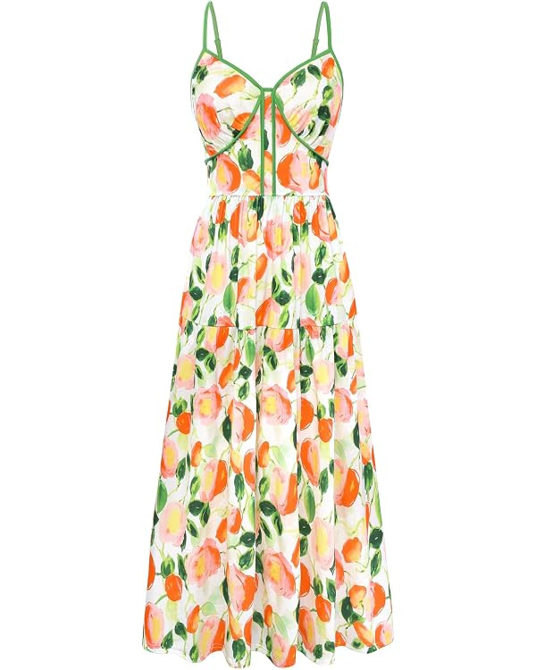 GRACE KARIN 2026 Women's Spaghetti Strap Resort Wear, Summer Beach Maxi Sundress, Floral Vacation... | Amazon (US)