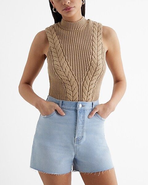 Cable Knit Mock Neck Tank | Express