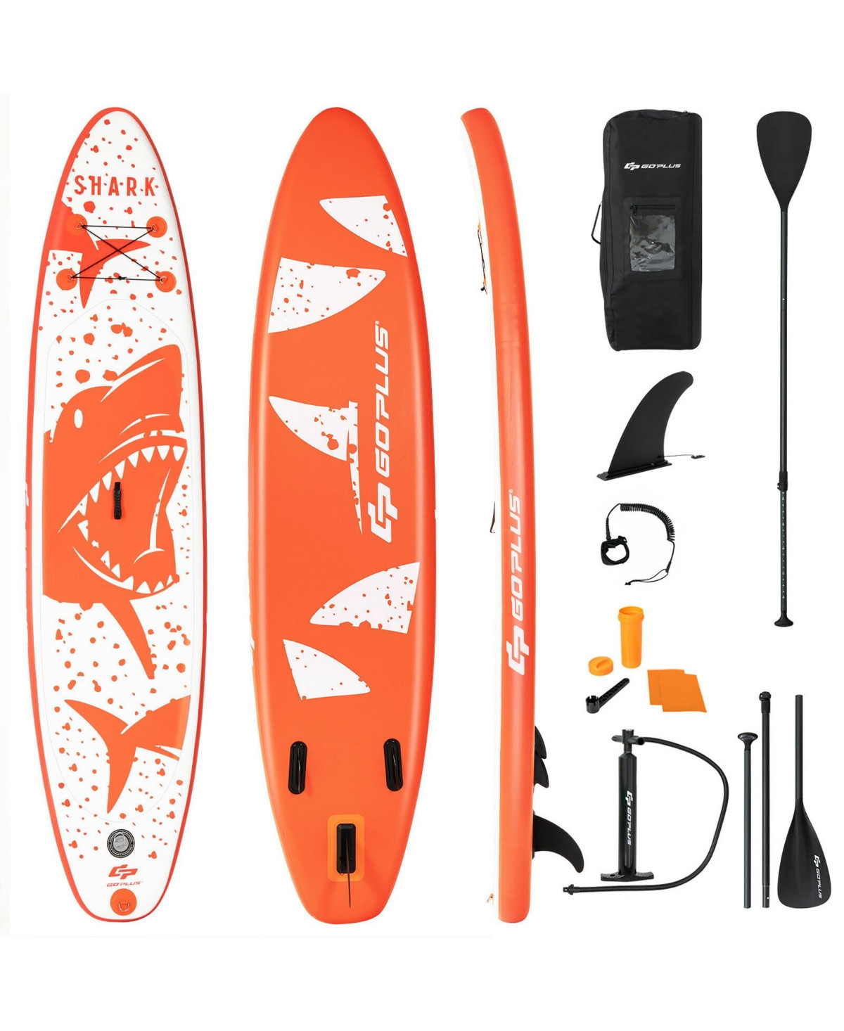 Costway Inflatable Stand Up Paddle Board with Backpack Aluminum Paddle Pump - Orange | Macy's