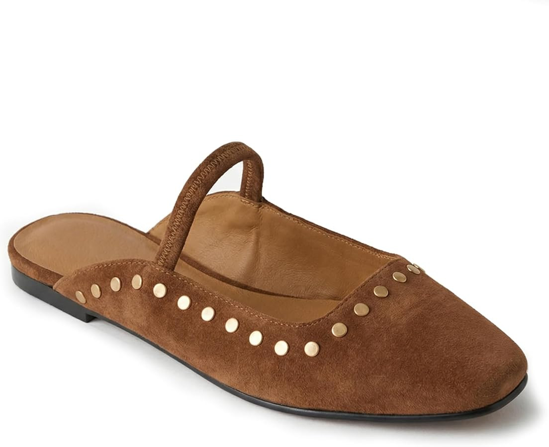 Yellhum Flat Mules Sandals for Women Square Toe Mary Jane Flats Slip on Dressy Casual Slide Strap... | Amazon (US)