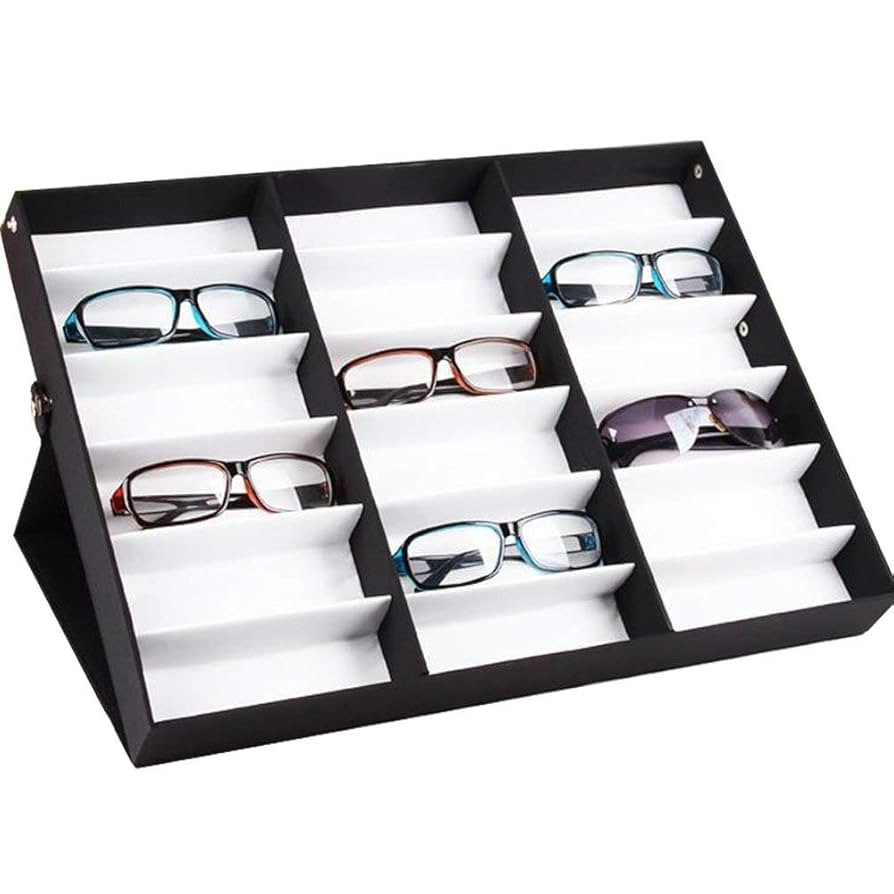 18-Slot Sunglasses Organizer Storage Multiple Eyeglasses Holder Display Case/Tray, Polyester Silk... | Amazon (US)