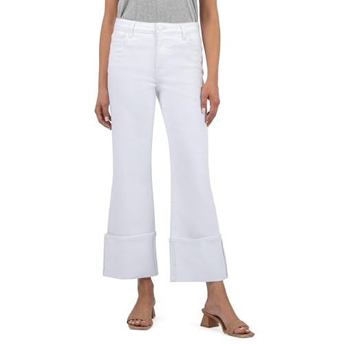 KUT from the Kloth Womens Charlotte High Rise Fab Ab Wide Leg-Roll Up Optic White 14 28 | Amazon (US)