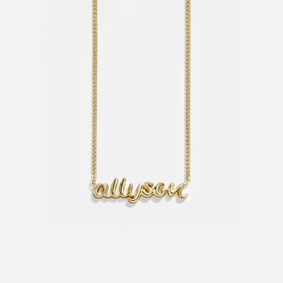 14K Gold Custom Nameplate Necklace - 3D Script | BaubleBar