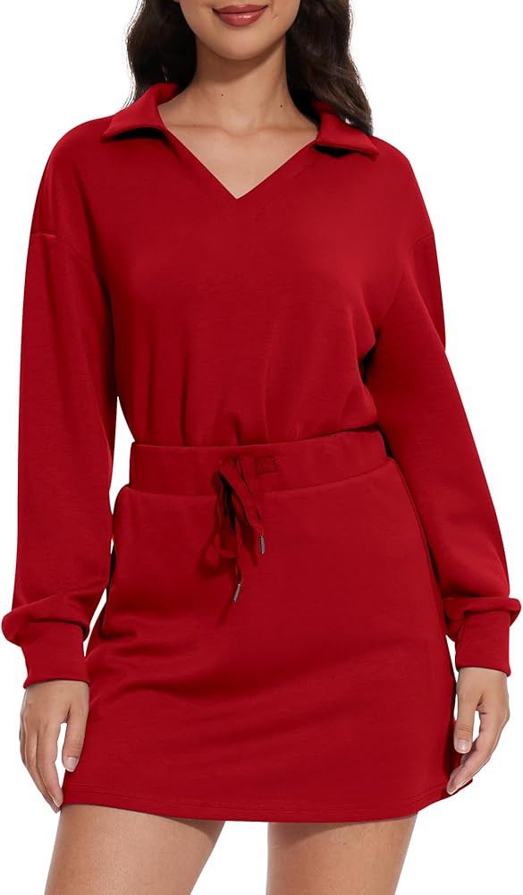 Two Piece Sets for Women 2024 Casual Tracksuit Sweatshirt Skorts Matching Set Lounge Tennis Jogge... | Amazon (US)