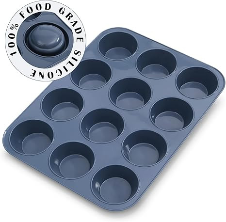 Vnray Silicone Muffin Baking Pan & Large Cupcake Tray 12 Cup - Nonstick Cake Molds/Tin, Silicon B... | Amazon (US)
