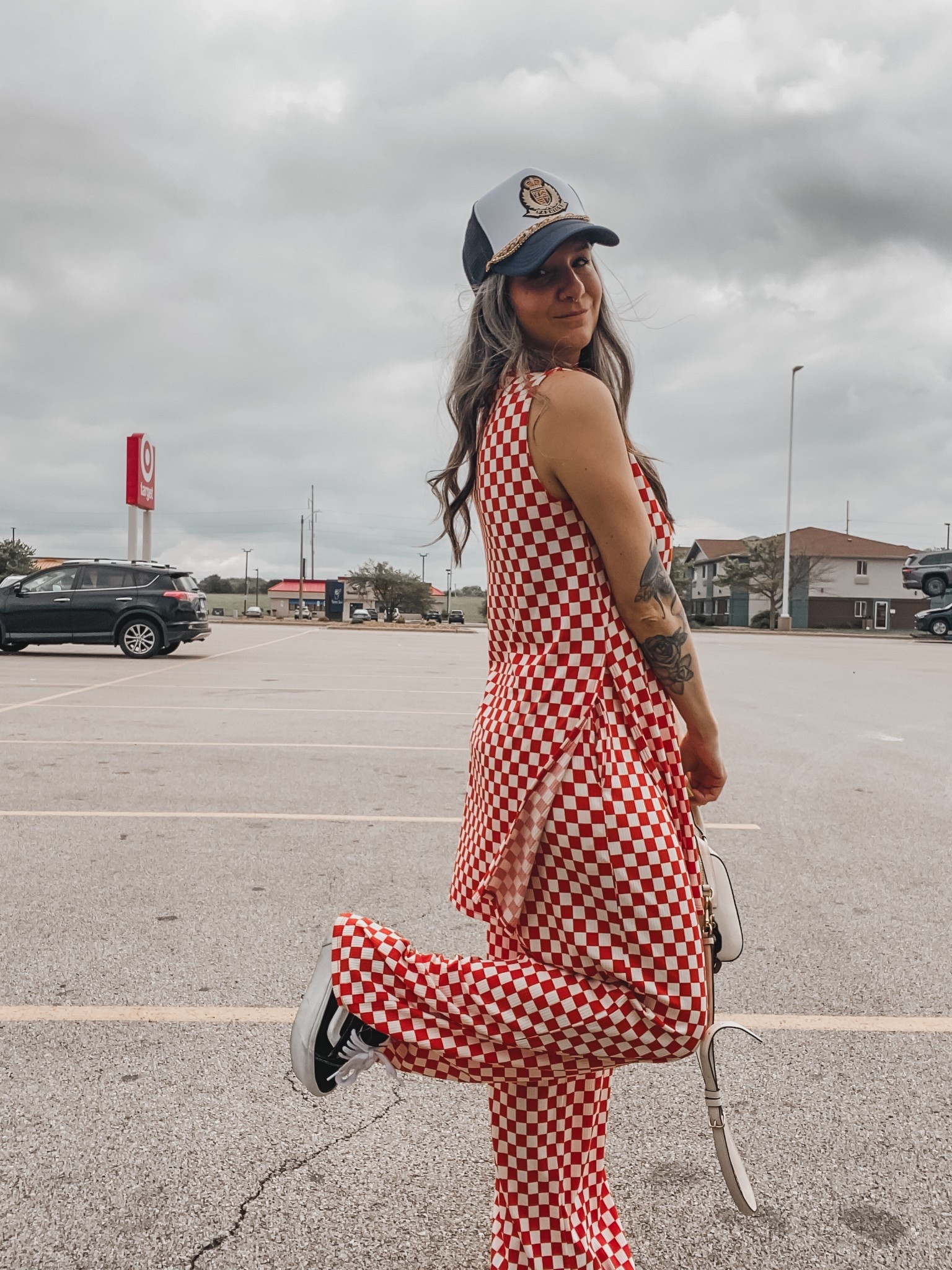 Dressed in LALA checkered play suits are my fave wearing a small, vans knu school size down 1/2 size 

#LTKOver40 #LTKStyleTip #LTKTravel