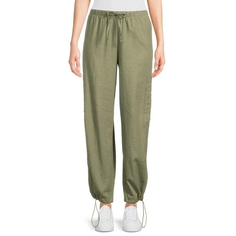 No Boundaries Juniors Linen Cargo Pants | Walmart (US)